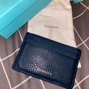 Tiffany&co textured blue grain card holder